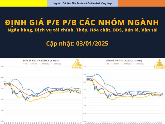 Định giá các nhóm ngành ngày 03/01/2025